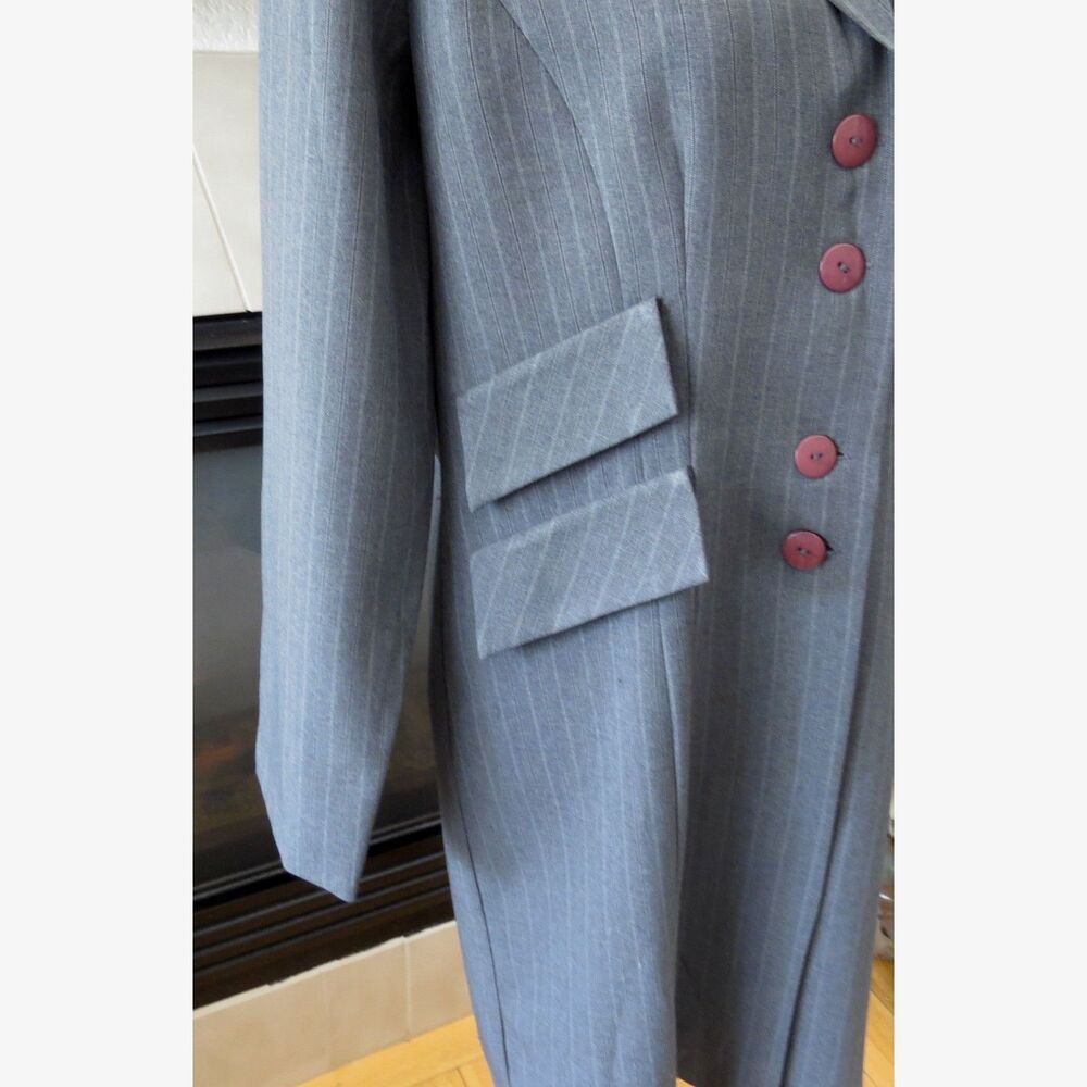 Vintage 90's Jamie Brooke Women's Longline Blazer/Jacket Gray Pinstripe 12 EUC - Picture 4 of 7
